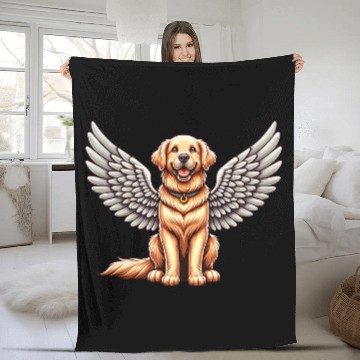 Discover Golden Retriever Angel - Gentle Dog with Wings Fleece Blankets