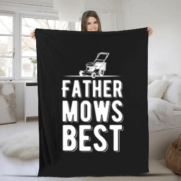 Discover Father Mows Best Funny Lawn Care Gardening Fleece Blankets