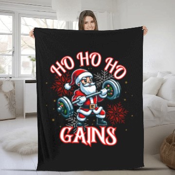 Discover Santa Claus Christmas workout Fleece Blankets