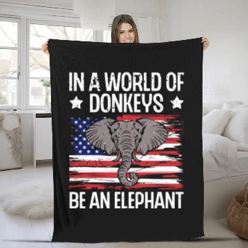 Discover In a World of Donkeys American Flag Elephant Fleece Blankets