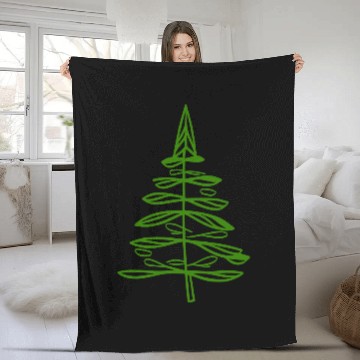 Discover Evergreen Tree Doodle Vector Single Color Fleece Blankets