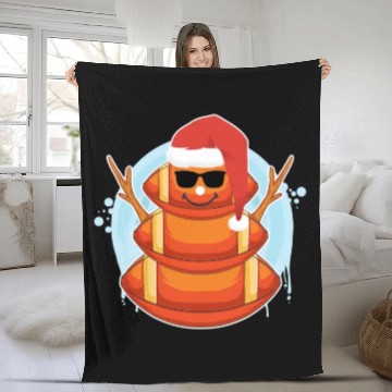 Discover Rugby Snowman American Football Snowing Fleece Blankets