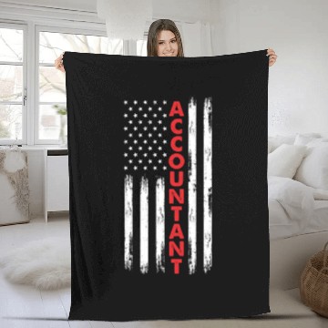 Discover Patriotic US Flag Accountant Funny Accountant Gift Fleece Blankets
