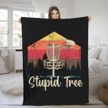 Discover Stupid Tree Disc Golf Fleece Blankets