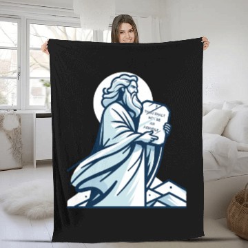 Discover Thou shalt not be an asshole funny Moses design Fleece Blankets