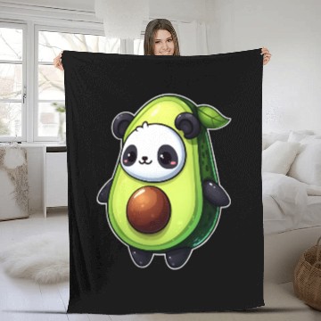 Discover Panda in avocado costume Fleece Blankets