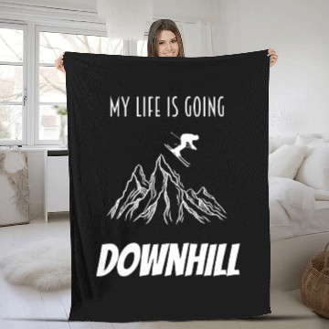 Discover ski skiing Fleece Blankets