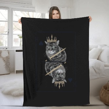 Discover Cat Spades King Playing Card Cat Daddy Cat Mom Fleece Blankets