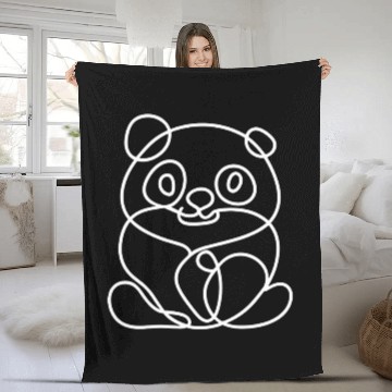 Discover one line design little cute panda Fleece Blankets