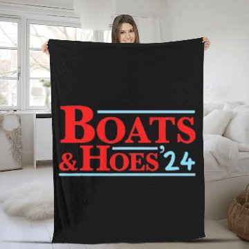 Discover Boats & Hoes 24 Vintage Logo For Your Step Brother Fleece Blankets
