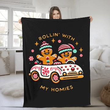 Discover Rollin' With My Homies Vintage Gingerbread Men Fleece Blankets