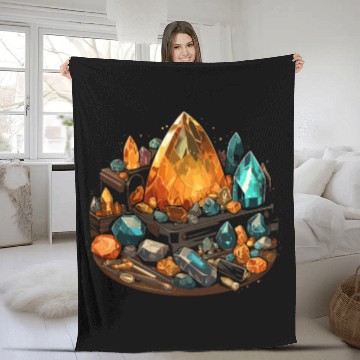Discover Lapidary Artist Gemstone Stone Collecting Stone Fleece Blankets