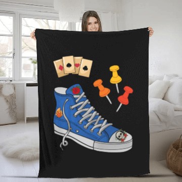Discover Classic Shoes With Pins And Card Poker Fleece Blankets
