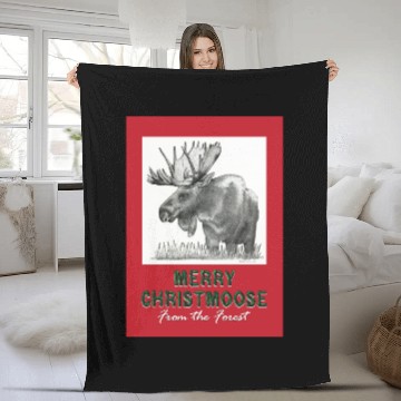 Discover XMAS Card MOOSE Fleece Blankets