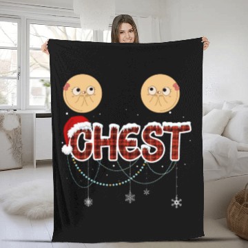 Discover Funny Christmas Matching Couple Chest Nuts Pajama Fleece Blankets