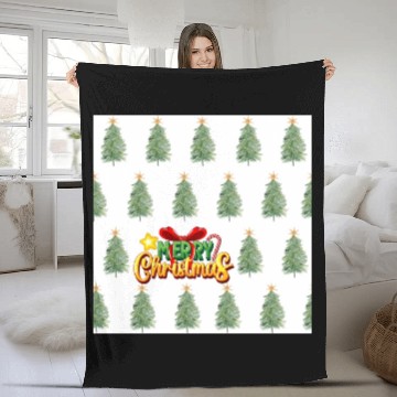 Discover Green Christmas Tree Pattern Fleece Blankets