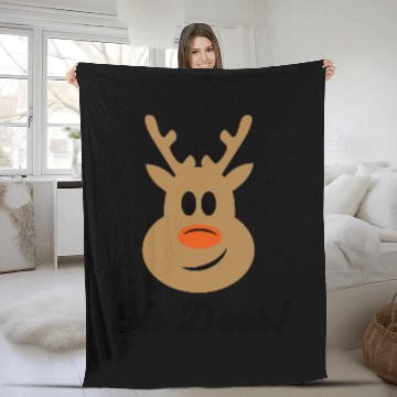 Discover Oh Deer Christmas Reindeer Fleece Blankets