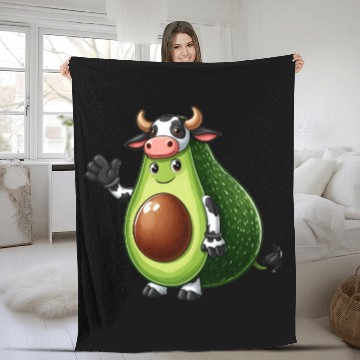 Discover Avocado cow Fleece Blankets
