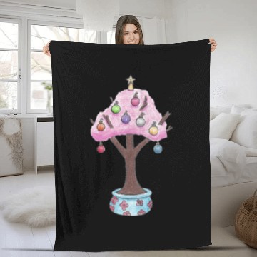 Discover Christmas Cherry Tree Japanese Fleece Blankets