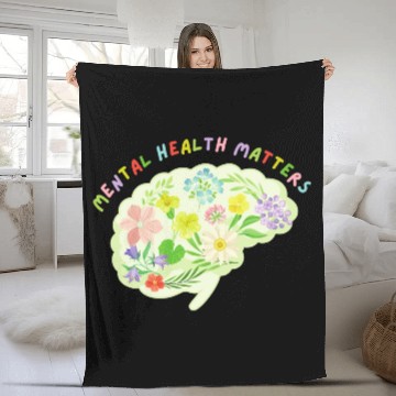 Discover Mental Health Matters Floral Mind Nature Brain Fleece Blankets