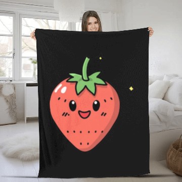 Discover Kawaii Strawberry Fleece Blankets