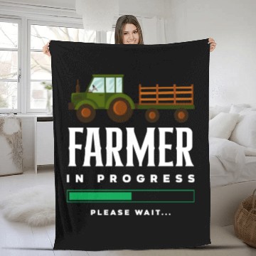 Discover Farmer In Progress Funny Farmer Gift Fleece Blankets