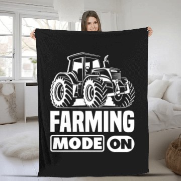 Discover Farming Mode On Tractor Funny Farmer Gift Fleece Blankets