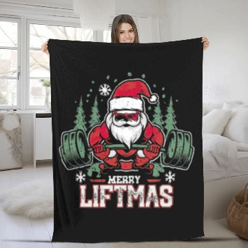 Discover merry liftmas ugly christmas funny,Gym Workout Fleece Blankets