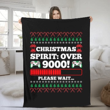 Discover Christmas Spirit: Over 9000! Please Wait Gambling Fleece Blankets