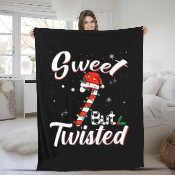 Discover Sweet But Twisted Funny Christmas Candy Cane Xmas Fleece Blankets