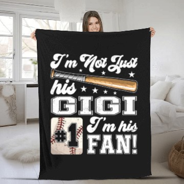 Discover I'M Not Just His Gigi I'M His Number One Fan Baseb Fleece Blankets