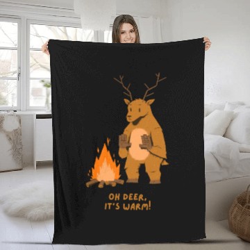Discover Deer camp fire hiking funny animal puns joke lover Fleece Blankets