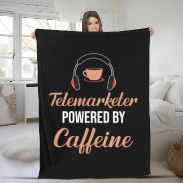 Discover Telemarketer Powered By Caffeine Call Center Fleece Blankets