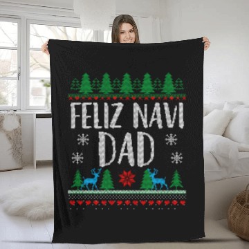 Discover Feliz NAVIDad Funny Holiday Ugly Christmas Themed Fleece Blankets