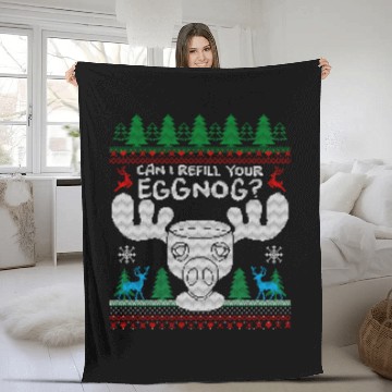 Discover Can I Refill your Eggnog? Ugly Christmas Themed Fleece Blankets