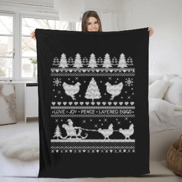Discover Chickens Farm Lover Ugly Christmas Themed Meme Fleece Blankets