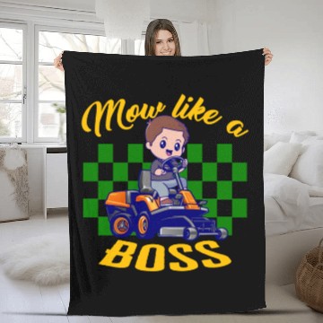 Discover Mowing Gardening Fleece Blankets, Mow Like A Boss Fleece Blankets, Gift