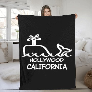 Discover Hollywood California Whale Souvenirs Gifts Fleece Blankets