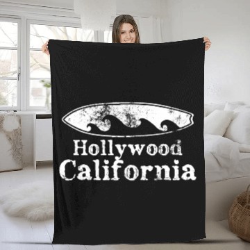 Discover Hollywood California Surfboard Souvenirs Gifts Fleece Blankets