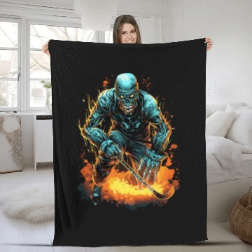 Discover Ice Hockey Player Hockey Zombie Monster Fleece Blankets