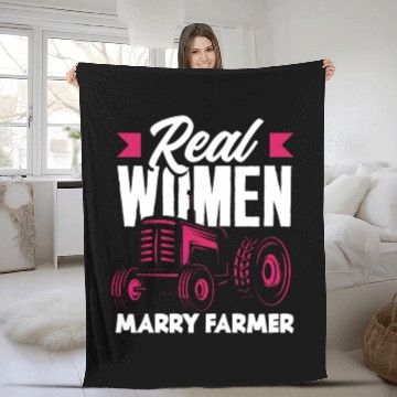 Discover Real Women Marry Farmer Funny Farmer Gift Fleece Blankets
