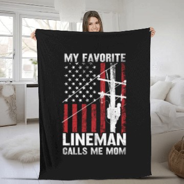 Discover Mothers day my favorite lineman Fleece Blankets