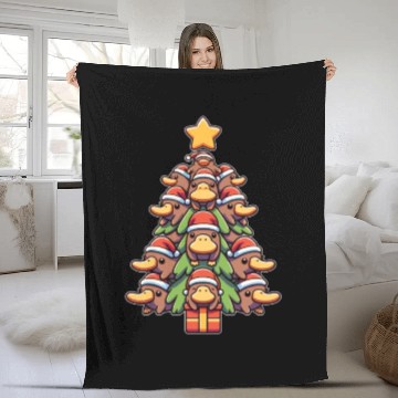 Discover Platypus, Christmas Tree, Merry Christmas Fleece Blankets