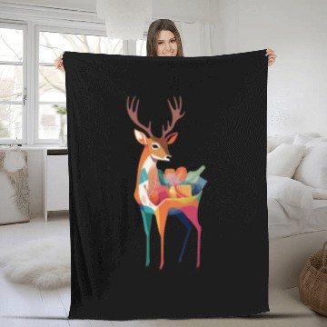 Discover Deer Animal in Pocket Fleece Blankets
