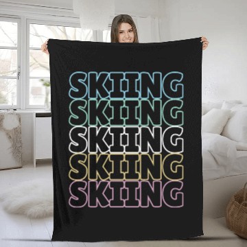Discover Colourful skiing design, ski lover gift Fleece Blankets