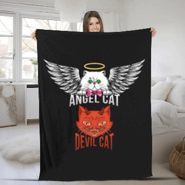 Discover Angel Cat And Devil Cat Fleece Blankets