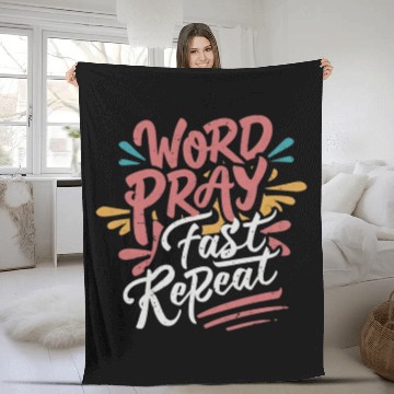 Discover Word Pray Fast Repeat Christian Design Fleece Blankets