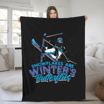 Discover Snowflakes are winter's butterflies - Ski Fleece Blankets
