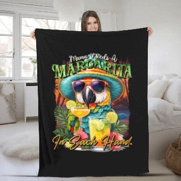 Discover Balanced Diet is A Margarita in Eachs Hands Parrot Fleece Blankets