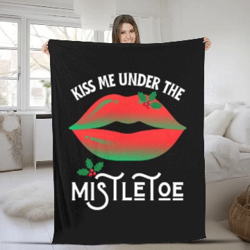 Discover Kiss me under the Mistletoe Ugly Christmas Sweater Fleece Blankets